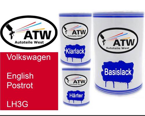 Volkswagen, English Postrot, LH3G: 500ml Lackdose + 500ml Klarlack + 250ml Härter - Set, von ATW Autoteile West.